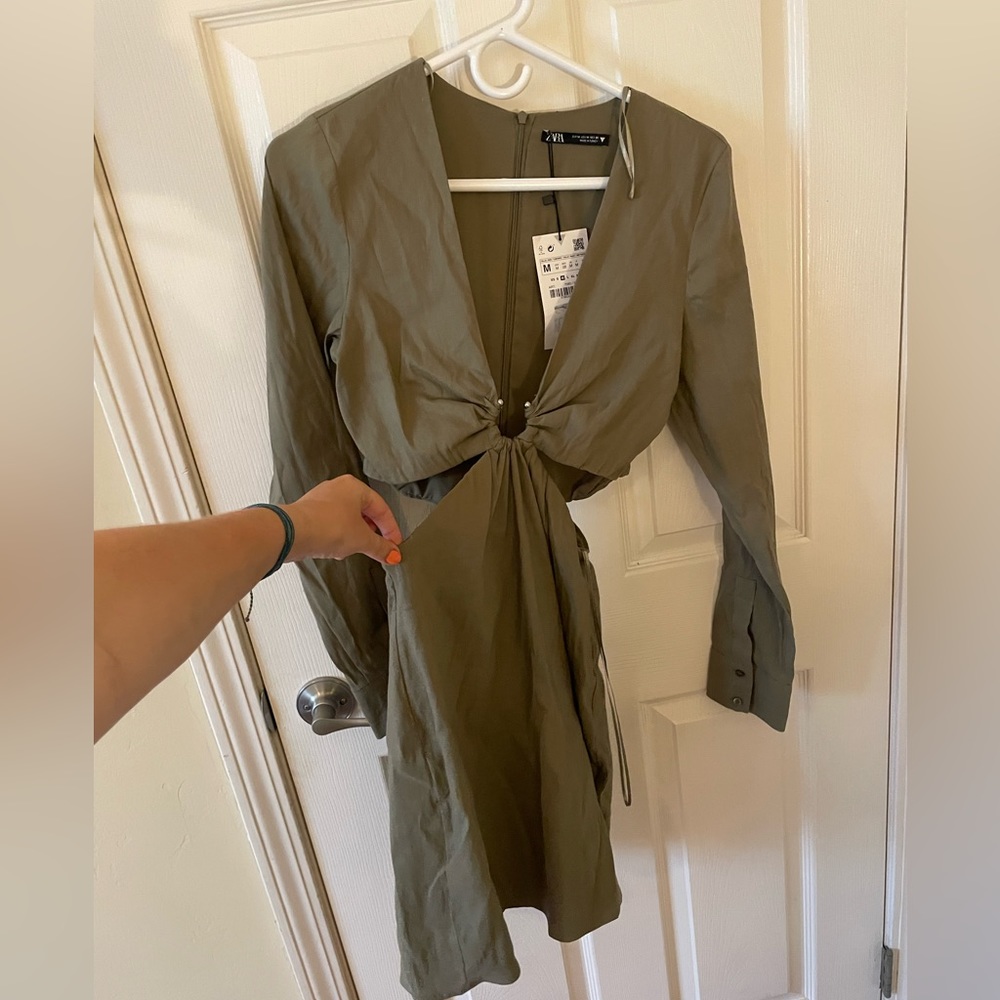 Zara Green Cutout Bodycon Dress